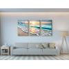 imageWieco Art Framed Wall Art 3 Panels Blue Beach Canvas Art for Home Decor Sea View Sunset White Wave Beach Pictures on Canvas Prints Artwork for Wall Decor Living Room Decorations16x24inchx3pcs Framed