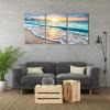 imageWieco Art Framed Wall Art 3 Panels Blue Beach Canvas Art for Home Decor Sea View Sunset White Wave Beach Pictures on Canvas Prints Artwork for Wall Decor Living Room Decorations16x24inchx3pcs 40x60cmx3pcs