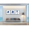 imageWieco Art Framed Wall Art Blue Abstract Flowers 3 Panels Canvas Prints Home Art Modern Artwork Wall Pictures for Living Room Bedroom and Home Decorations Black Frame20x20inchx3pcs Framed