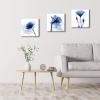 imageWieco Art Framed Wall Art Blue Abstract Flowers 3 Panels Canvas Prints Home Art Modern Artwork Wall Pictures for Living Room Bedroom and Home Decorations Black Frame12x12inchx3pcs