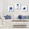 imageWieco Art Framed Wall Art Blue Abstract Flowers 3 Panels Canvas Prints Home Art Modern Artwork Wall Pictures for Living Room Bedroom and Home Decorations Black Frame12x12inchx3pcs