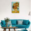 imageWieco Art Framed Wall Art Canvas Prints of Sunflower by Vincent Van Gogh Paintings Reproduction Abstract Wall Decorations for Living Room Golden Frame24L x 16W