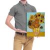 imageWieco Art Framed Wall Art Canvas Prints of Sunflower by Vincent Van Gogh Paintings Reproduction Abstract Wall Decorations for Living Room Golden Frame16L x 12W