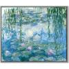 imageWieco Art Framed Wall Art Water Lilies by Claude Monet Canvas Print Paintings Reproduction Modern Canvas Wall Art for Home and Office Decoration Abstract Artwork Silver Frame