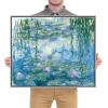 imageWieco Art Framed Wall Art Water Lilies by Claude Monet Canvas Print Paintings Reproduction Modern Canvas Wall Art for Home and Office Decoration Abstract Artwork Silver Frame