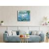 imageWieco Art Framed Wall Art Water Lilies by Claude Monet Canvas Print Paintings Reproduction Modern Canvas Wall Art for Home and Office Decoration Abstract Artwork Silver Frame