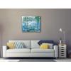 imageWieco Art Framed Wall Art Water Lilies by Claude Monet Canvas Print Paintings Reproduction Modern Canvas Wall Art for Home and Office Decoration Abstract Artwork Silver Frame