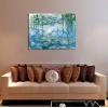 imageWieco Art Large Framed Wall Art Water Lilies by Claude Monet Canvas Print Paintings Reproduction Modern Canvas Wall Art for Living Room Decoration Abstract Artwork Silver Frame48L x 36W