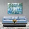 imageWieco Art Large Framed Wall Art Water Lilies by Claude Monet Canvas Print Paintings Reproduction Modern Canvas Wall Art for Living Room Decoration Abstract Artwork Silver Frame41L x 30W
