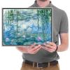 imageWieco Art Large Framed Wall Art Water Lilies by Claude Monet Canvas Print Paintings Reproduction Modern Canvas Wall Art for Living Room Decoration Abstract Artwork Silver Frame17L x 13W