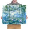 imageWieco Art Large Framed Wall Art Water Lilies by Claude Monet Canvas Print Paintings Reproduction Modern Canvas Wall Art for Living Room Decoration Abstract Artwork Silver Frame24L x 20W