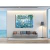 imageWieco Art Large Framed Wall Art Water Lilies by Claude Monet Canvas Print Paintings Reproduction Modern Canvas Wall Art for Living Room Decoration Abstract Artwork Silver Frame48L x 36W
