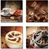 imageWieco Art Black Framed 4 Panels Canvas Wall Art Coffee Bean Kitchen Canvas Prints Wall Art for Living Room Decor Bedroom Home Bathroom Wall Decor20x20inchx4pc 50x50cmx4pc