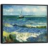 imageWieco Art Black Framed Art Seascape at Saintes Maries by Vincent Van Gogh Oil Paintings Reproduction Modern Canvas Prints Sea Pictures on Canvas Wall Art for Living Room Home Deco