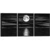 imageWieco Art Framed 3 Panel Sea White Full Moon in Night Canvas Print Wall Art Black and White Ocean Beach for Living Room Bedroom Kitchen Home Decorations Modern Abstract Artwork16x24inchx3pcsFramed