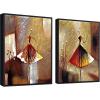 imageWieco Art Framed Art Ballet Dancers 100 Hand Painted Paintings Abstract Canvas Wall Art for Home Decor with Black Frame20x24inchx2pcs Framed