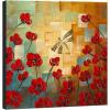 imageWieco Art Framed Art Dragonfly Floral Oil Paintings on Canvas Wall Art for Bedroom Home Decorations Modern 100 Hand Painted Stretched Abstract Flowers Artwork with Black Frame32L x 32W