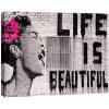 imageWieco Art Framed Art Giclee Canvas Prints of Banksy Life is Beautiful Abstract Artwork for Wall Decor Black Frame BANKSY16L x 12W