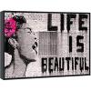 imageWieco Art Framed Art Giclee Canvas Prints of Banksy Life is Beautiful Abstract Artwork for Wall Decor Black Frame BANKSY37L x 24W