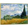 imageWieco Art Framed Canvas Art Wheat Field with Cypresses by Van Gogh Impressionist Landscape oil Paintings Canvas Prints Artwork Wall Art for Living Room Home Office Decorations328L x 247W