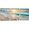 imageWieco Art Framed Wall Art 3 Panels Blue Beach Canvas Art for Home Decor Sea View Sunset White Wave Beach Pictures on Canvas Prints Artwork for Wall Decor Living Room Decorations12x16inchx3pcs Framed