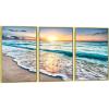 imageWieco Art Framed Wall Art 3 Panels Blue Beach Canvas Art for Home Decor Sea View Sunset White Wave Beach Pictures on Canvas Prints Artwork for Wall Decor Living Room Decorations16x24inchx3pcs Framed