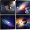 imageWieco Art Framed Wall Art 4 Panels Contemporary Star Sky Pictures Astronomy Artwork Modern Canvas Prints Space Pictures Universal Magic Power for Bedroom Home Decorations20x20inchx4pcs Framed