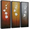 imageWieco Art Modern Contemporary Flowers Black Framed Artwork Decorative 3 Panels 100 Hand Painted Abstract Floral Oil Paintings on Canvas Wall Art Dcor for Living Room Home Decorations12x36inchx3pcs Framed