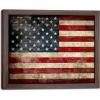 imageWieco Art Old Vintage American Flag Wall Art Canvas Print Motivation Classroom Decor With Red Picture Frame and Real Glass Made to Display 8x10 with Mat or 11x14 Without Mat for Home Office Wall Decoration