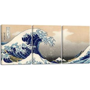 imageWieco Art Black Framed 3 Piece Witch and Skeleton UkiyoE by Utagawa Takiyasha Historic Cultural Illustrations for Living Room Bedroom Home Decorations ArtworkGreat Wave