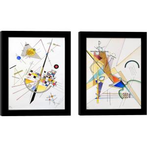 imageWieco Art Canvas Wall Art Delicate Tension 85 and Gewebe by Wassily Kandinsky Classic Art Reproductions With Black Picture Frame and Real Glass or photos 5x7 with Mat or 8x10 Without Mat Set of 2Kandinsky1