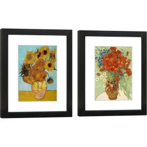 imageWieco Art Canvas Wall Art Delicate Tension 85 and Gewebe by Wassily Kandinsky Classic Art Reproductions With Black Picture Frame and Real Glass or photos 5x7 with Mat or 8x10 Without Mat Set of 2Sunflower