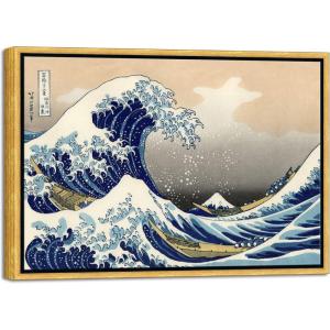 imageWieco Art Extra Large Black Framed Art Great Wave of Kanagawa Katsushika Hokusai Canvas Prints Wall Art Abstract Seascape Paintings for Living Room Home Decorations17L x 12W