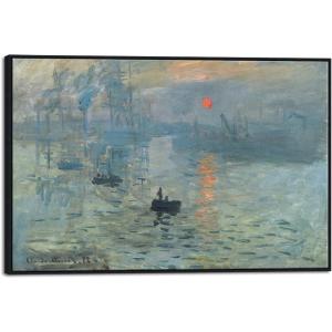 imageWieco Art Extra Large Black Framed Art Impression Sunrise of Claude Monet Famous Paintings Reproduction Seascape Artwork Pictures on Canvas Wall Art for Home Decorations Black483L x 324W