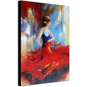 imageWieco Art Framed Art Flying Skirt Modern Artwork Abstract Dancing People Oil Paintings on Canvas Wall Art for Home Decorations Wall Decor Stretched with Black FrameGallery Wrapped