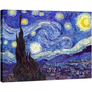 imageWieco Art Framed Art Giclee Canvas Prints of Starry Night by Vincent Van Gogh Paintings Reproduction PostImpressionism Artwork Framed Wall Art for Living Room Home DecorationsGallery Wrapped