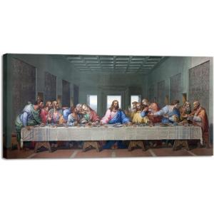 imageWieco Art Framed Canvas Prints the Last Supper by Leonardo Da Vinci Classic Art Reproductions Jesus Canvas Wall Art for Home Decoration Bronze Gold Frame40L x 20W