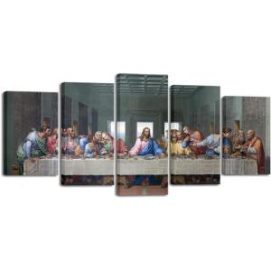 imageWieco Art Framed Canvas Prints the Last Supper by Leonardo Da Vinci Classic Art Reproductions Jesus Canvas Wall Art for Home Decoration Bronze Gold Frame10x16inchx2pcs 10x20inchx2pcs 10x24inchx1pc