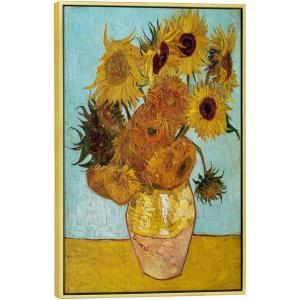 imageWieco Art Framed Canvas Wall Art Size L Sunflower by Vincent Van Gogh Oil Paintings Reproduction Abstract Wall Decorations for Living Room Golden Frame Home Decorations