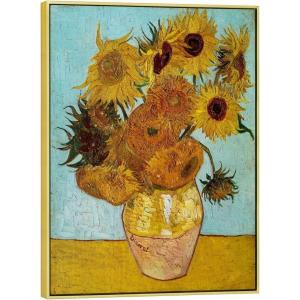 imageWieco Art Framed Wall Art Canvas Prints of Sunflower by Vincent Van Gogh Paintings Reproduction Abstract Wall Decorations for Living Room Golden Frame32L x 24W