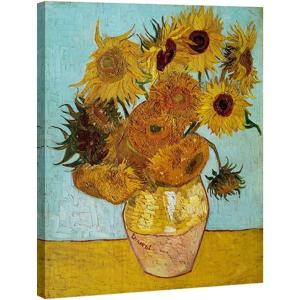 imageWieco Art Framed Wall Art Canvas Prints of Sunflower by Vincent Van Gogh Paintings Reproduction Abstract Wall Decorations for Living Room Golden Frame24L x 16W