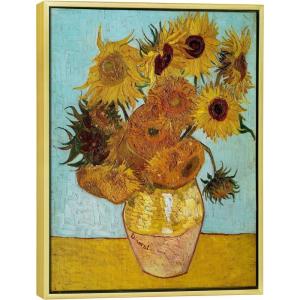 imageWieco Art Framed Wall Art Canvas Prints of Sunflower by Vincent Van Gogh Paintings Reproduction Abstract Wall Decorations for Living Room Golden Frame17L x 13W