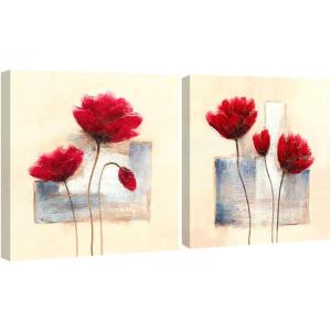 imageWieco Art Framed Wall Art Charming Spring Canvas Prints Abstract Floral Oil Paintings Style Pictures on Canvas Wall Art Framed Canvas Wall Decor for Living Room Bedroom Kitchen Home Decor24x24inchx2pcs 60x60cmx2pcs