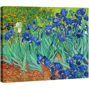 imageWieco Art Framed Wall Art Irises by Van Gogh Famous Flowers Oil Paintings Reproduction Large Canvas Prints Modern Canvas Prints Artwork Pictures on Canvas for Wall Decor Black Frame16L x 12W