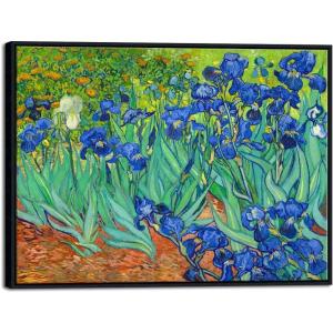 imageWieco Art Framed Wall Art Irises by Van Gogh Famous Flowers Oil Paintings Reproduction Large Canvas Prints Modern Canvas Prints Artwork Pictures on Canvas for Wall Decor Black Frame32L x 24W