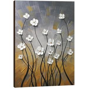 imageWieco Art Framed Wall Art Morning Dancing Floral Oil Paintings Canvas Wall Art Modern Grace Abstract Flowers Artwork for Living Room Bedroom Home Decorations Wall Decor with Golden Frame20L x 28W