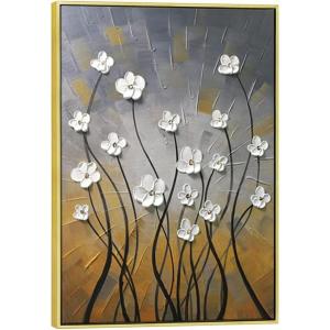imageWieco Art Framed Wall Art Morning Dancing Floral Oil Paintings Canvas Wall Art Modern Grace Abstract Flowers Artwork for Living Room Bedroom Home Decorations Wall Decor with Golden Frame28L x 20W