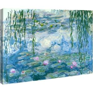 imageWieco Art Large Framed Wall Art Water Lilies by Claude Monet Canvas Print Paintings Reproduction Modern Canvas Wall Art for Living Room Decoration Abstract Artwork Silver Frame32L x 24W