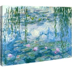 imageWieco Art Large Framed Wall Art Water Lilies by Claude Monet Canvas Print Paintings Reproduction Modern Canvas Wall Art for Living Room Decoration Abstract Artwork Silver Frame24L x 20W