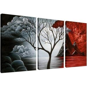imageWieco Art Large Size Framed Art Canvas Art Prints Wall Art the Cloud Tree Abstract Pictures Paintings for Bedroom Home Office Decorations Contemporary Artwork 3 Panels Black Frames20x28inchx3pcs 50x70cmx3pcs